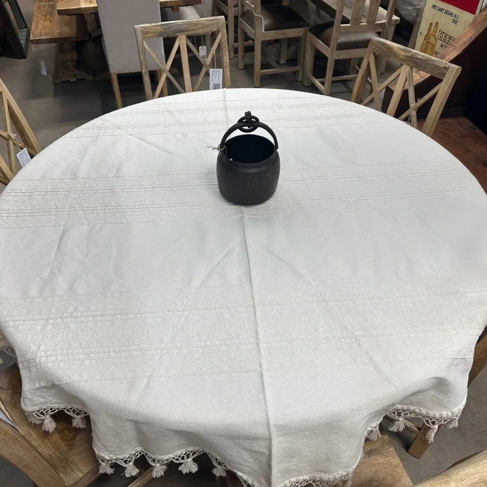 75'' Round Tablecloth from Oaxaca Mexico made with 100 % Handloom cotton…